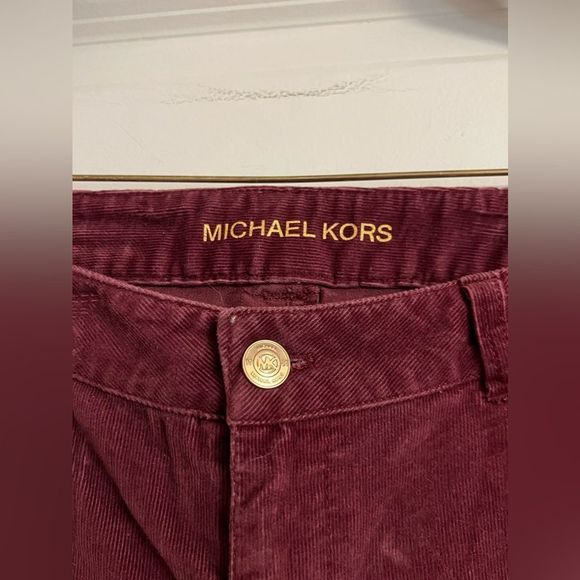Michael Kors Skinny Super Soft Corduroys in Merlot with Gold Hardware Size 10 - Picture 14 of 16